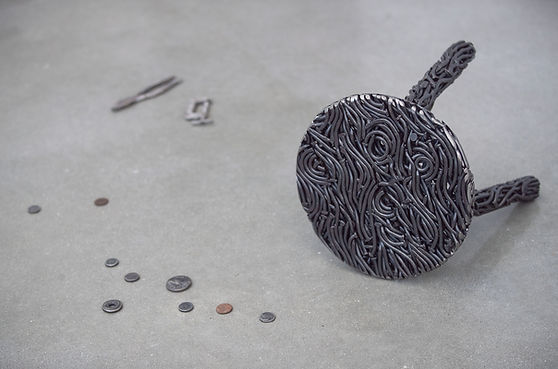 tubboat, bouqet, stool, pistol, grackle, chains, bear, american steel, bisbee, john, cmca, nails, art, sculpture, political art